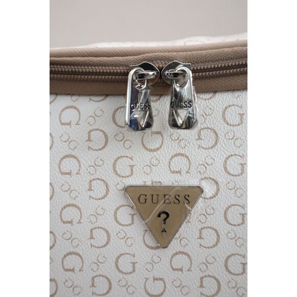 GUESS V7200069 White/Taupe Junction Travel Zip Around Lunch Box w/Carrying Strap - Picture 7 of 14